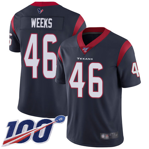 Houston Texans Limited Navy Blue Men Jon Weeks Home Jersey NFL Football 46 100th Season Vapor Untouchable
